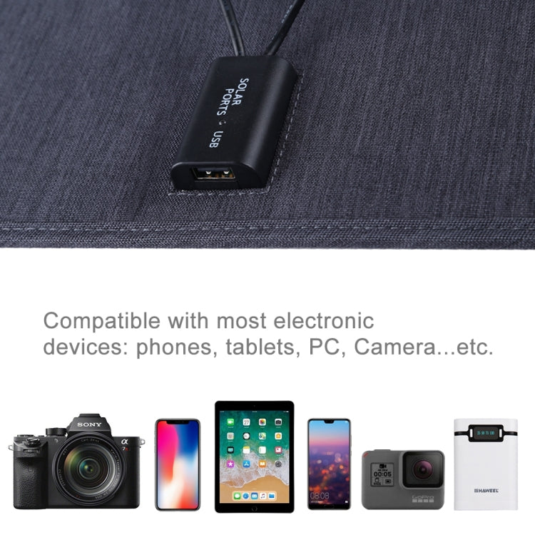 Cargador de panel de energía solar de silicio monocristalino portátil HAWEEL de 20 W, con puerto USB, soporte y clip de tigre, compatible con QC3.0 y AFC