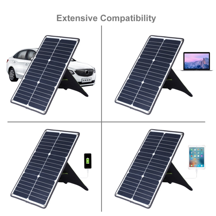 Cargador de panel de energía solar de silicio monocristalino portátil HAWEEL de 20 W, con puerto USB, soporte y clip de tigre, compatible con QC3.0 y AFC