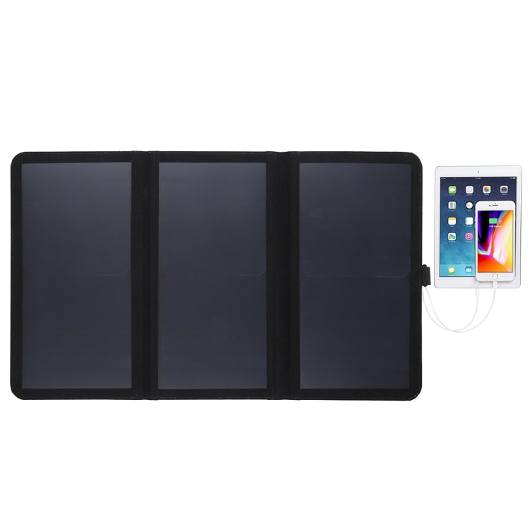 HAWEEL Cargador de panel solar ultrafino de 21 W, plegable, triple, 5 V/3 A, con dos puertos USB, compatible con QC3.0 y AFC, Ultrathin 21W