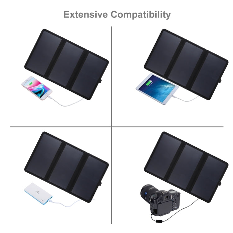 HAWEEL Cargador de panel solar ultrafino de 21 W, plegable, triple, 5 V/3 A, con dos puertos USB, compatible con QC3.0 y AFC, Ultrathin 21W