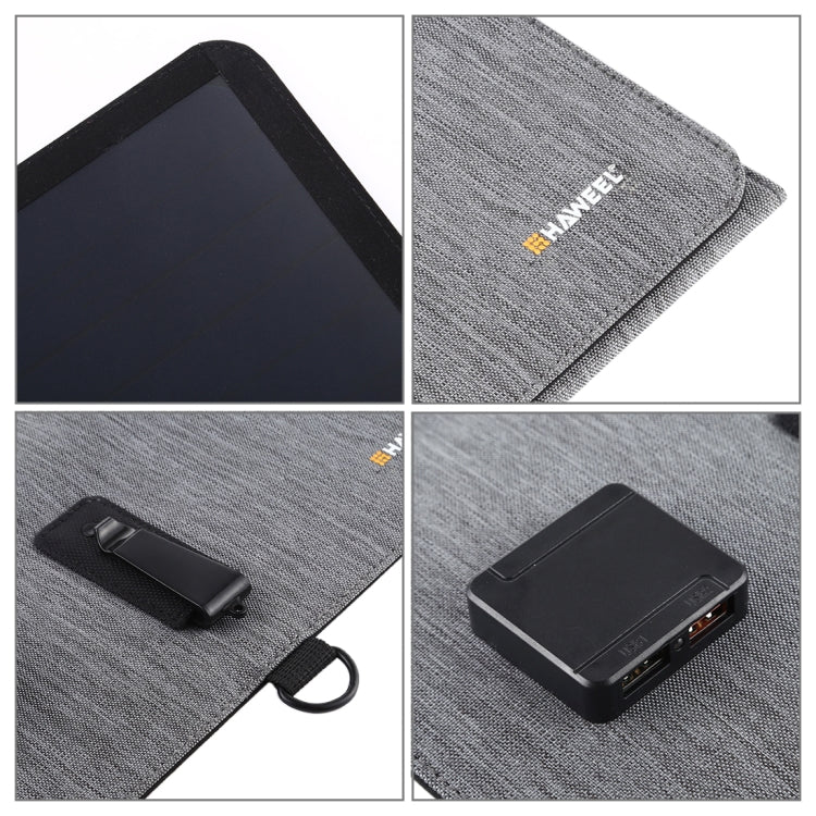 HAWEEL Cargador de panel solar ultrafino de 21 W, plegable, triple, 5 V/3 A, con dos puertos USB, compatible con QC3.0 y AFC, Ultrathin 21W