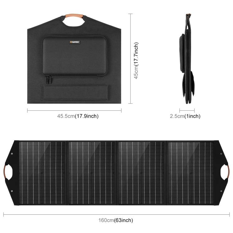 Bolsa plegable de viaje con cargador de panel solar plegable HAWEEL 100W, 100W