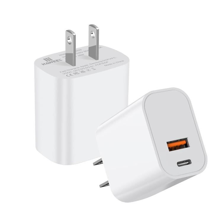 Adaptador de cargador rápido de doble puerto HAWEEL de 20 W, enchufe estadounidense., Dual-Port Charger US Plug