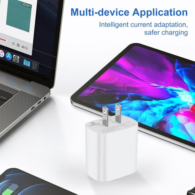 Adaptador de cargador rápido de doble puerto HAWEEL de 20 W, enchufe estadounidense., Dual-Port Charger US Plug