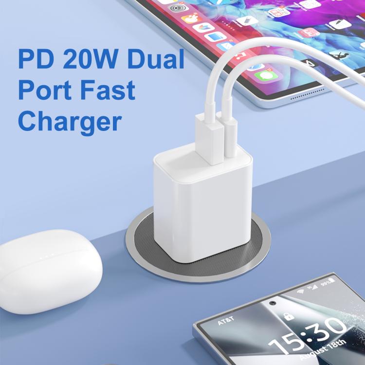 Adaptador de cargador rápido de doble puerto HAWEEL de 20 W, enchufe estadounidense., Dual-Port Charger US Plug