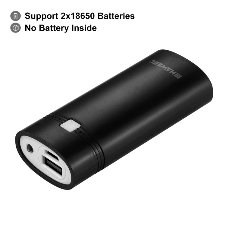 HAWEEL DIY 2x 18650 batería (no incluida) 5600mAh Power Bank Shell Box con salida USB e indicador, DIY 2 Batteries(Black), DIY 2 Batteries(White)
