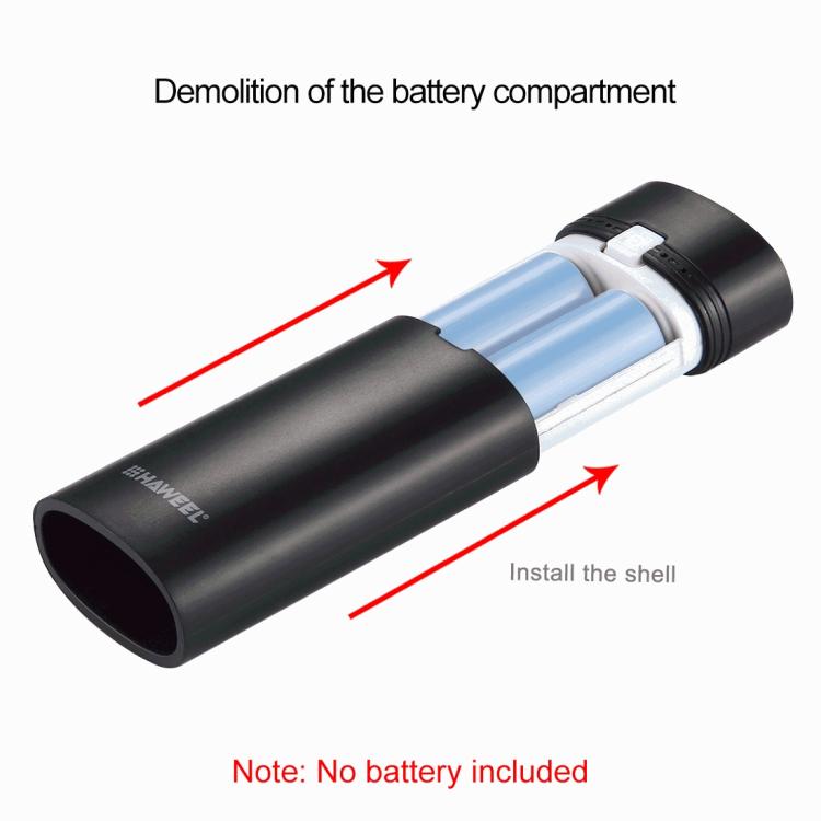 HAWEEL DIY 2x 18650 batería (no incluida) 5600mAh Power Bank Shell Box con salida USB e indicador, DIY 2 Batteries(Black), DIY 2 Batteries(White)