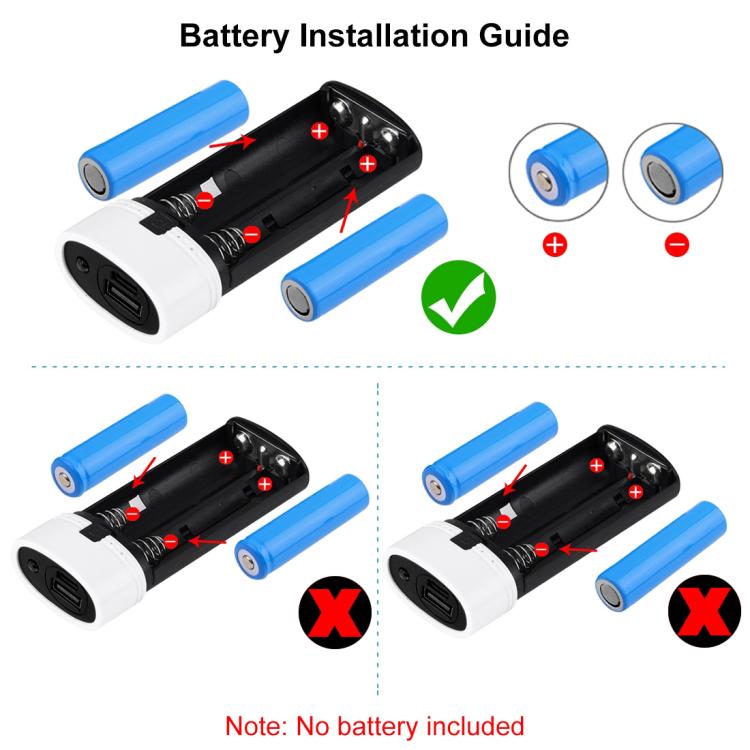 HAWEEL DIY 2x 18650 batería (no incluida) 5600mAh Power Bank Shell Box con salida USB e indicador, DIY 2 Batteries(Black), DIY 2 Batteries(White)