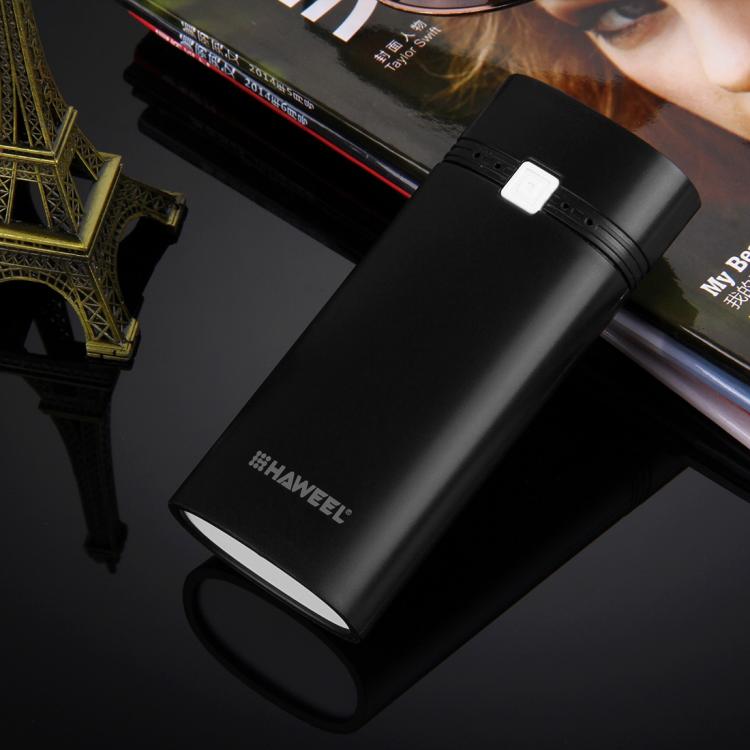HAWEEL DIY 2x 18650 batería (no incluida) 5600mAh Power Bank Shell Box con salida USB e indicador, DIY 2 Batteries(Black), DIY 2 Batteries(White)