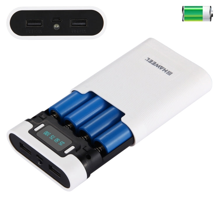 HAWEEL DIY 4 x 18650 batería (no incluida) 10000 mAh Power Bank Shell Box con 2 x salida USB y pantalla para iPhone, Galaxy, Sony, HTC, Google, Huawei, Xiaomi, Lenovo y otros teléfonos inteligentes, DIY 4 x 18650 10000mAh  Battery (US)                 ...