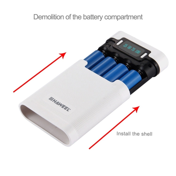 HAWEEL DIY 4 x 18650 batería (no incluida) 10000 mAh Power Bank Shell Box con 2 x salida USB y pantalla para iPhone, Galaxy, Sony, HTC, Google, Huawei, Xiaomi, Lenovo y otros teléfonos inteligentes, DIY 4 x 18650 10000mAh  Battery (US)                 ...