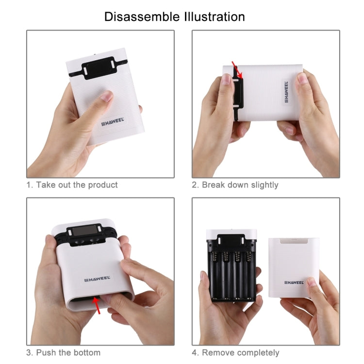 HAWEEL DIY 4 x 18650 batería (no incluida) 10000 mAh Power Bank Shell Box con 2 x salida USB y pantalla para iPhone, Galaxy, Sony, HTC, Google, Huawei, Xiaomi, Lenovo y otros teléfonos inteligentes, DIY 4 x 18650 10000mAh  Battery (US)                 ...