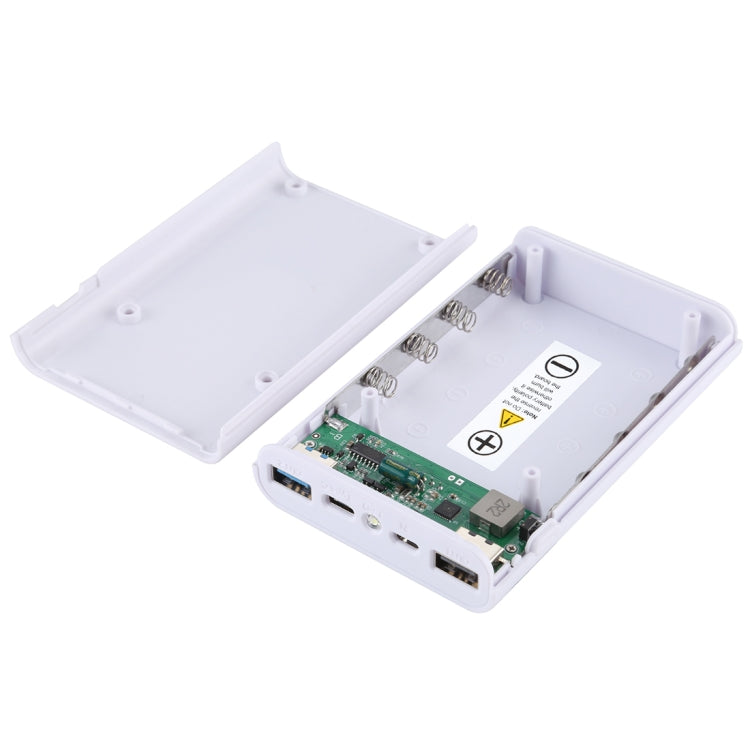 HAWEEL DIY 4x 18650 Batería (no incluida) 12000mAh Cargador QC de doble vía Caja de carcasa de banco de energía con 2 salidas USB y pantalla, compatible con QC 2.0 / QC 3.0 / FCP / SFCP / AFC / MTK / BC 1.2 / PD, DIY 4x 18650 Batteries 12000mAh