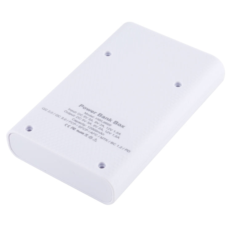 HAWEEL DIY 4x 18650 Batería (no incluida) 12000mAh Cargador QC de doble vía Caja de carcasa de banco de energía con 2 salidas USB y pantalla, compatible con QC 2.0 / QC 3.0 / FCP / SFCP / AFC / MTK / BC 1.2 / PD, DIY 4x 18650 Batteries 12000mAh