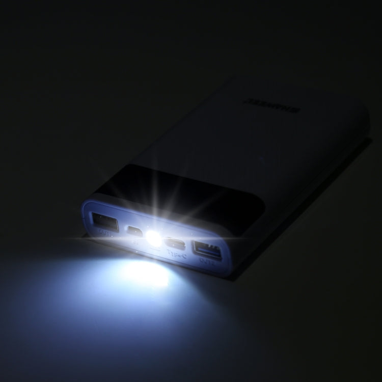 HAWEEL DIY 4x 18650 Batería (no incluida) 12000mAh Cargador QC de doble vía Caja de carcasa de banco de energía con 2 salidas USB y pantalla, compatible con QC 2.0 / QC 3.0 / FCP / SFCP / AFC / MTK / BC 1.2 / PD, DIY 4x 18650 Batteries 12000mAh