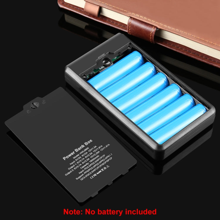 HAWEEL DIY 6 x 18650 batería 24W caja de banco de energía de carga rápida con pantalla, no incluye batería, 6 x 18650 Battery