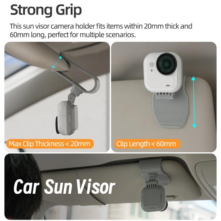 Soporte magnético para visera de coche Sunnylife para cámara de acción Insta360 GO Ultra, giratorio 360° e inclinable 180°.