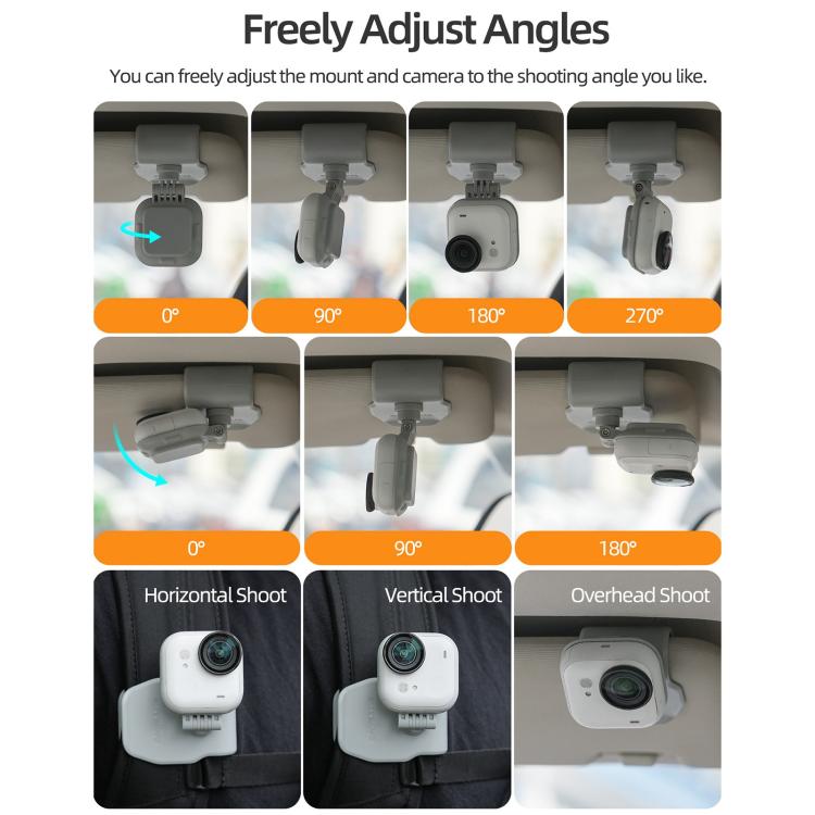 Soporte magnético para visera de coche Sunnylife para cámara de acción Insta360 GO Ultra, giratorio 360° e inclinable 180°.
