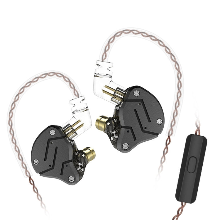 KZ ZSN Circle Iron Moving Iron Control por cable de cuatro núcleos Intrauditivo Mega Bass HiFi Auricular con micrófono
