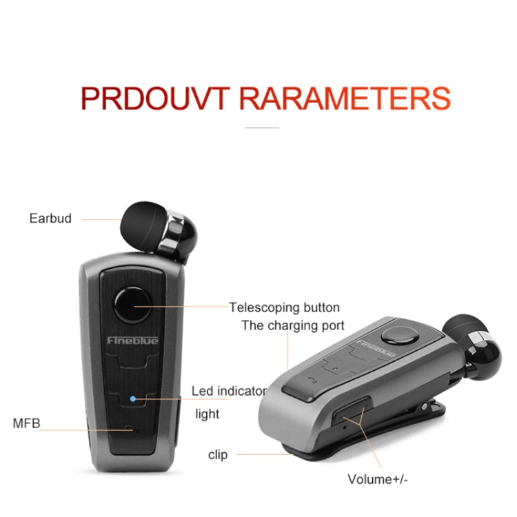 Auriculares Bluetooth antirrobo con recordatorio de vibración y Cable retráctil Fineblue F910 CSR4.1