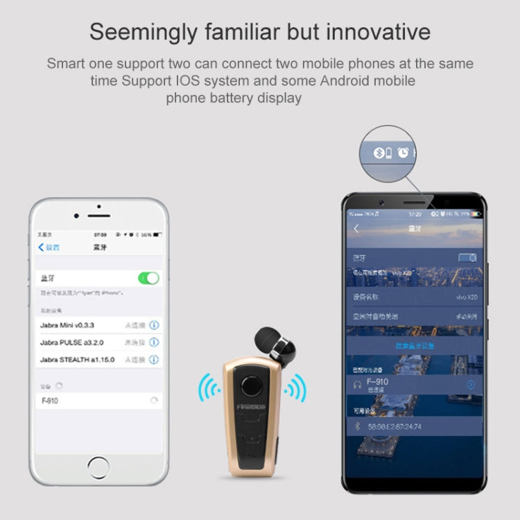 Auriculares Bluetooth antirrobo con recordatorio de vibración y Cable retráctil Fineblue F910 CSR4.1