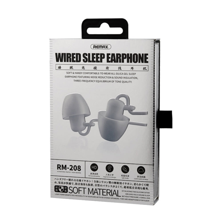 REMAX RM-208 Auricular intrauditivo estéreo para dormir con control por cable + MIC, soporte manos libres