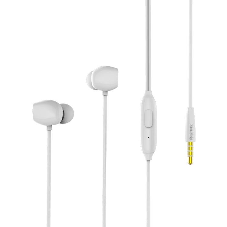 REMAX RM-550 Auricular intrauditivo estéreo con clavija dorada de 3,5 mm para música con control por cable + micrófono, compatible con manos libres