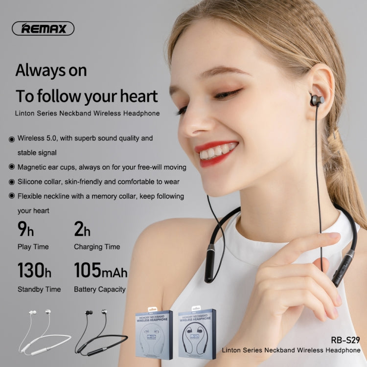 REMAX RB-S29 Linton Series Memory Neckband V5.0 Auricular inalámbrico Bluetooth