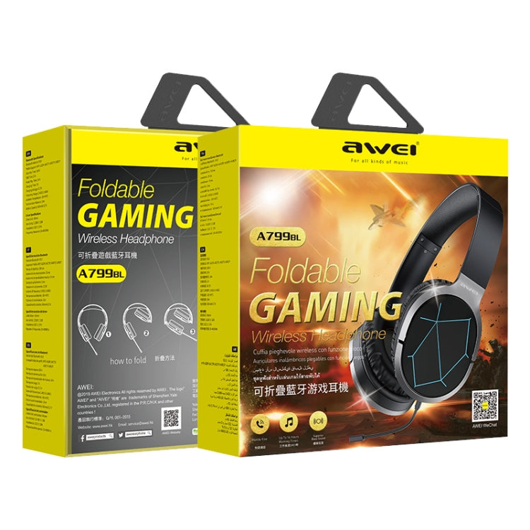 awei A799BL Bluetooth 5.0 Auriculares plegables para juegos Bluetooth montados en la cabeza