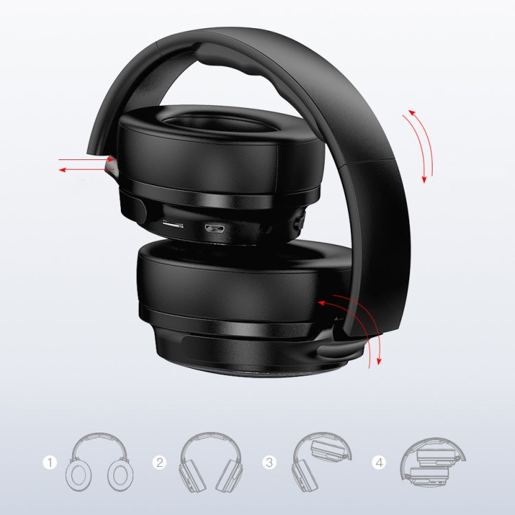 Wei A780BL Bluetooth 5.0 Auriculares Bluetooth inalámbricos con graves plegables y conector auxiliar de 3,5 mm, A780BL