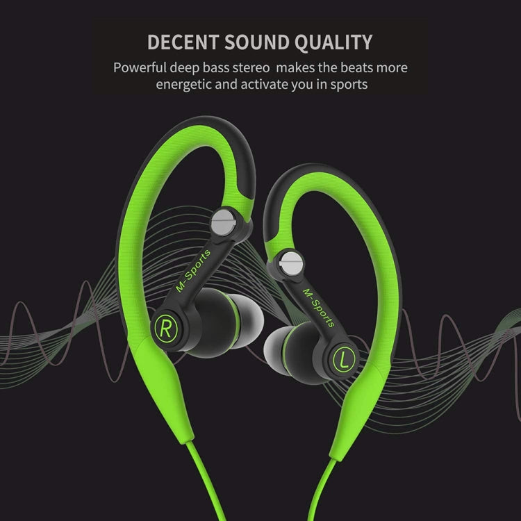 Mucro MB-232 - Auriculares intrauditivos deportivos con gancho para la oreja, auriculares estéreo con cable para correr y gimnasio