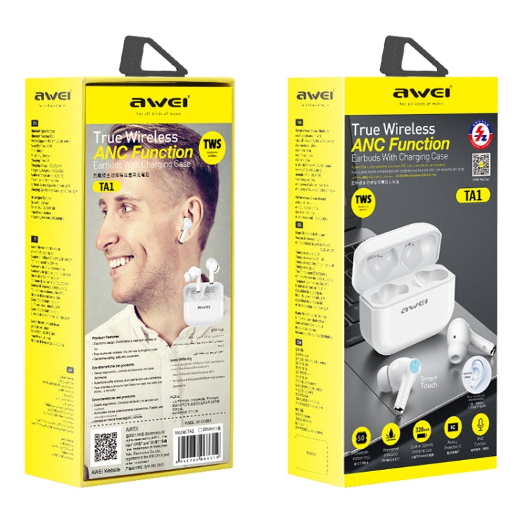 Wei TA1 Bluetooth V5.0 Ture inalámbrico deportes ANC cancelación de ruido IPX4 impermeable TWS auriculares con estuche de carga