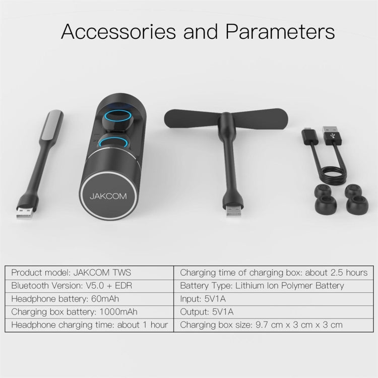 JAKCOM TWS Bluetooth 5.0 Auriculares Bluetooth inalámbricos impermeables multifunción