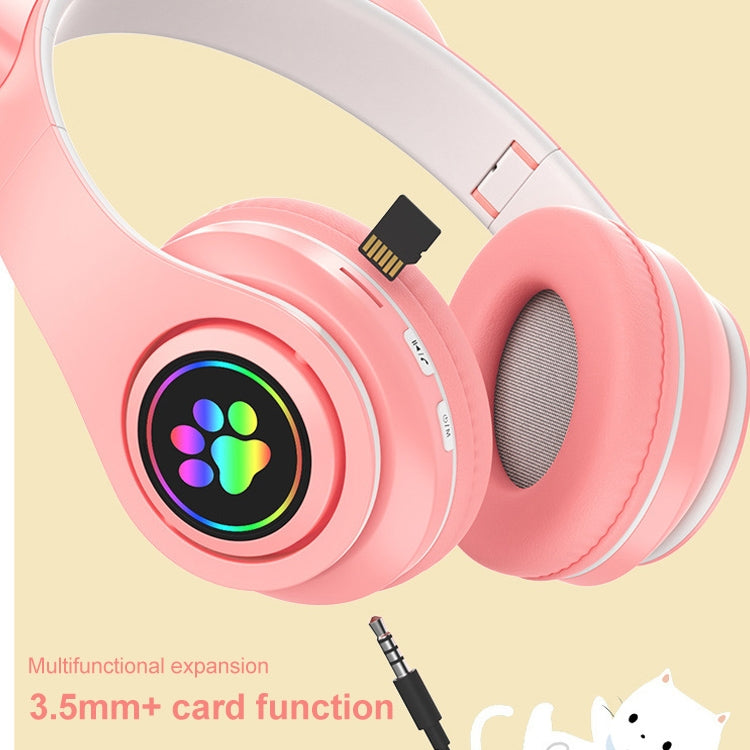 B39 Auriculares Bluetooth inalámbricos con luz degradada LED con diseño de oreja de gato