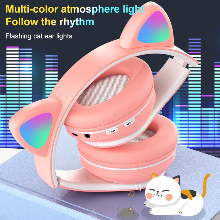 B39 Auriculares Bluetooth inalámbricos con luz degradada LED con diseño de oreja de gato