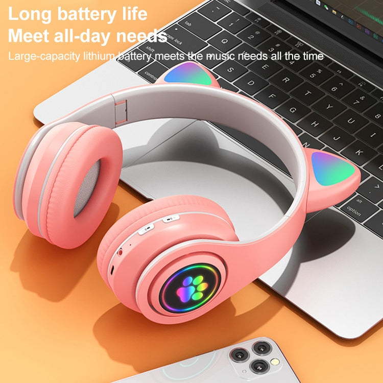 B39 Auriculares Bluetooth inalámbricos con luz degradada LED con diseño de oreja de gato