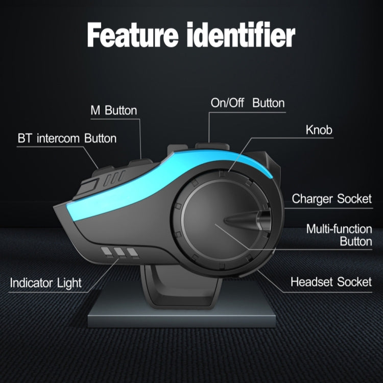 Hysnox HY-02 Bluetooth 5.0 Auriculares para casco de motocicleta 2000M Auriculares intercomunicadores para 6 conductores