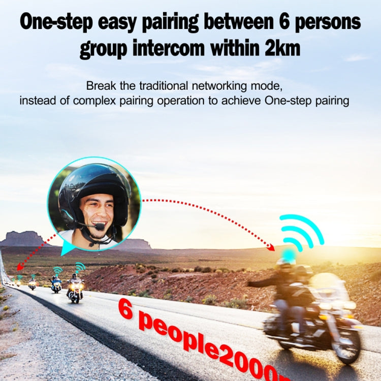 Hysnox HY-02 Bluetooth 5.0 Auriculares para casco de motocicleta 2000M Auriculares intercomunicadores para 6 conductores