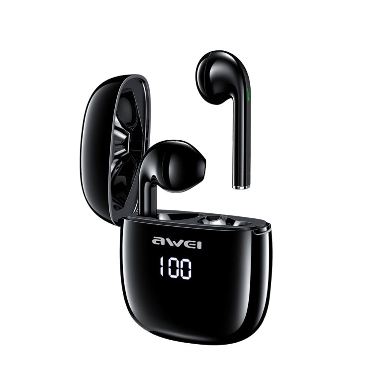 awei T28P Bluetooth V5.0 TWS Ture Auriculares inalámbricos deportivos con pantalla LED y estuche de carga