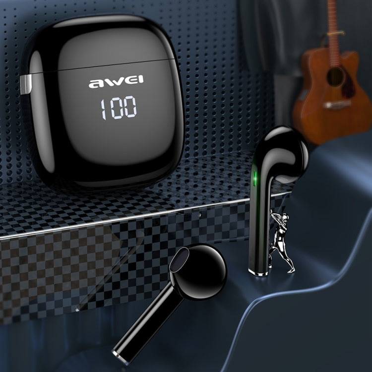 awei T28P Bluetooth V5.0 TWS Ture Auriculares inalámbricos deportivos con pantalla LED y estuche de carga