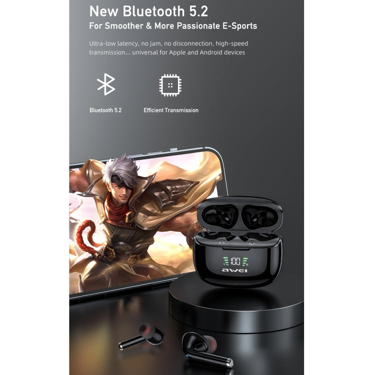 Awei TA8 Bluetooth 5.2 ANC Reducción activa de ruido Auricular inalámbrico Bluetooth, TA8