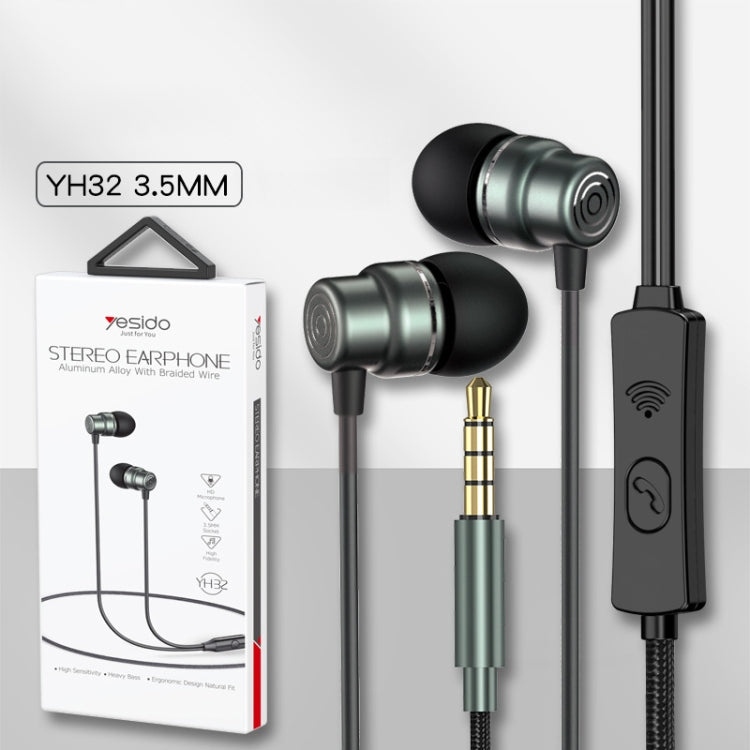 Yesido YH32 Auricular intrauditivo con cable de 3,5 mm, Longitud: 1,2 m, YH32