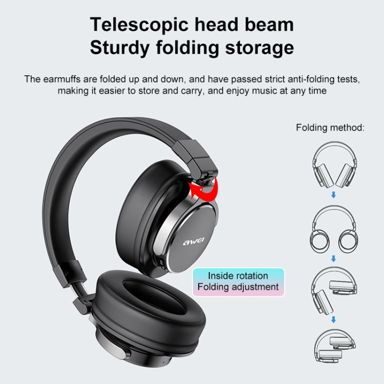 Awei A710BL Auriculares inalámbricos Bluetooth con cancelación de ruido ANC plegables, A710BL