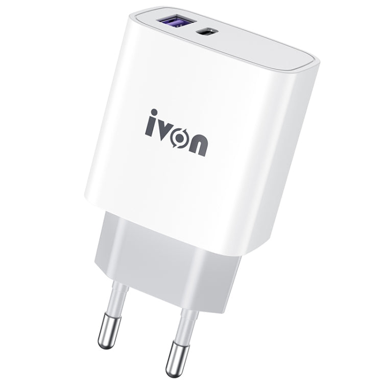 IVON AD52 18W USB-C / Type-C + USB Doble Puerto PD Carga Rápida