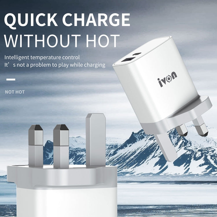 IVON AD52 18W USB-C / Type-C + USB Doble Puerto PD Carga Rápida