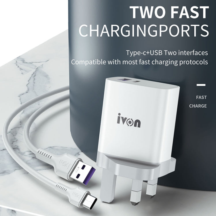 IVON AD52 18W USB-C / Type-C + USB Doble Puerto PD Carga Rápida