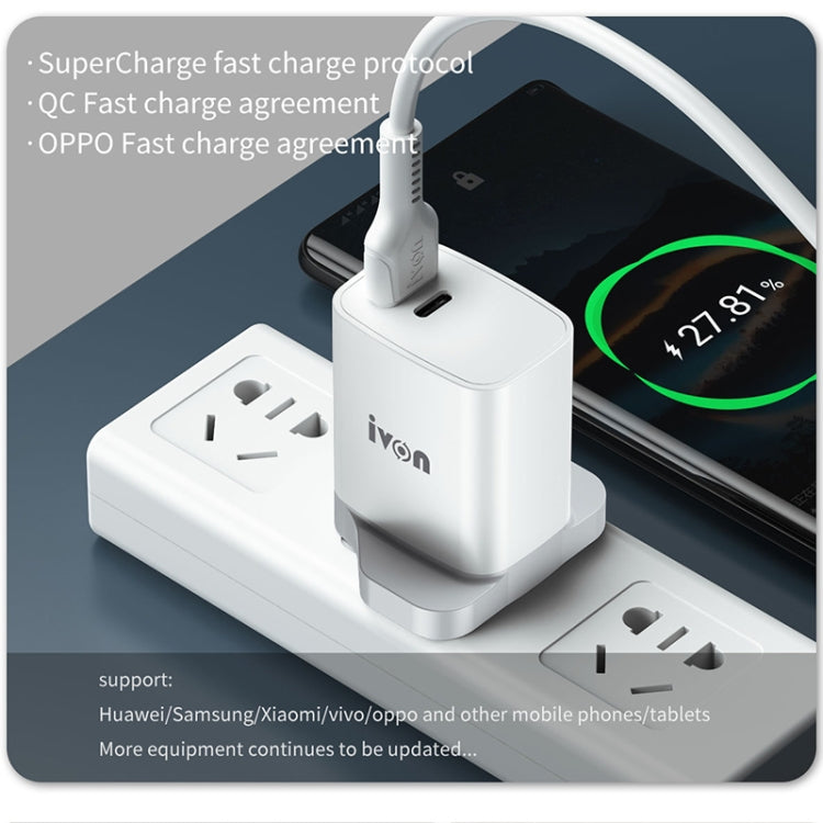 IVON AD52 18W USB-C / Type-C + USB Doble Puerto PD Carga Rápida