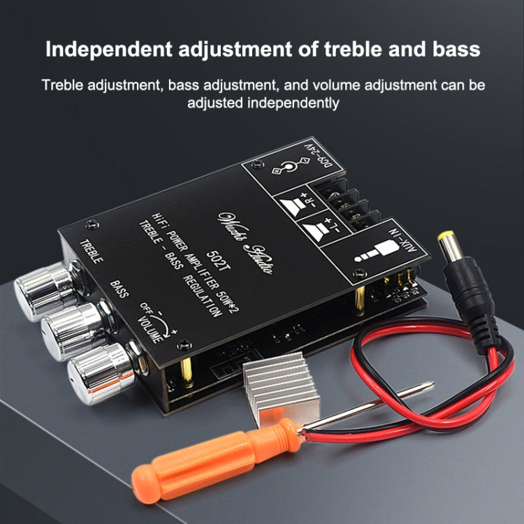 ZK-502T Bluetooth 5,0 50W x 2 inalámbrico TPA3116D2 estéreo HiFi Clase D Placa de Amplificador Amplificador de Audio estéreo, ZK-502T