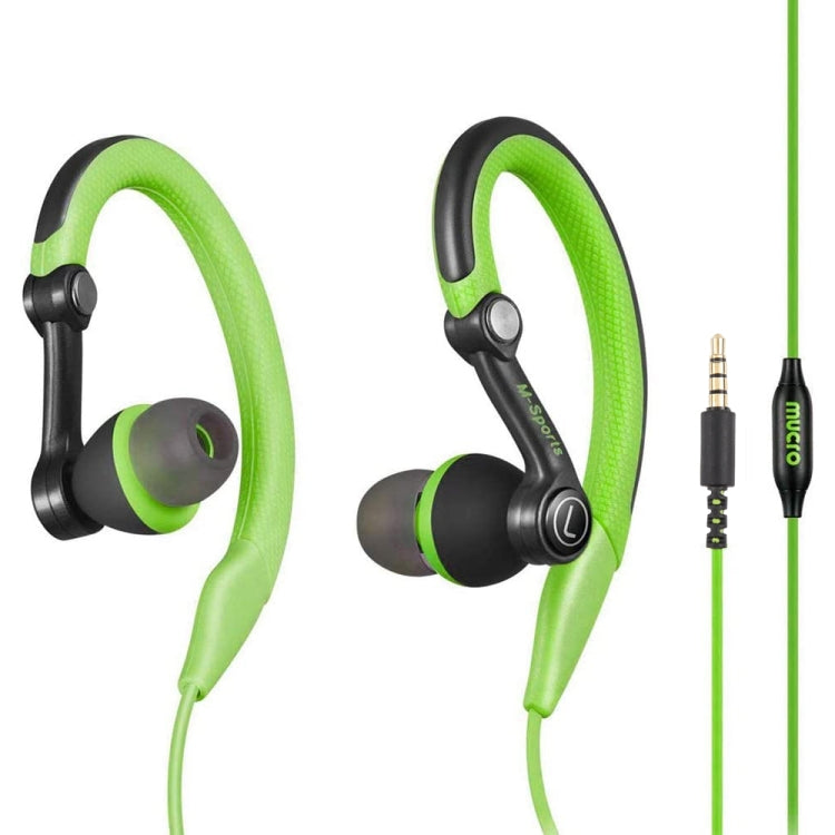 Mucro MB-232 Auriculares estéreo con cable y gancho para la oreja deportivos intrauditivos para correr y gimnasio, 3.5mm