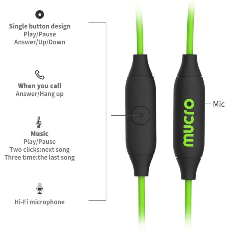 Mucro MB-232 Auriculares estéreo con cable y gancho para la oreja deportivos intrauditivos para correr y gimnasio, 3.5mm